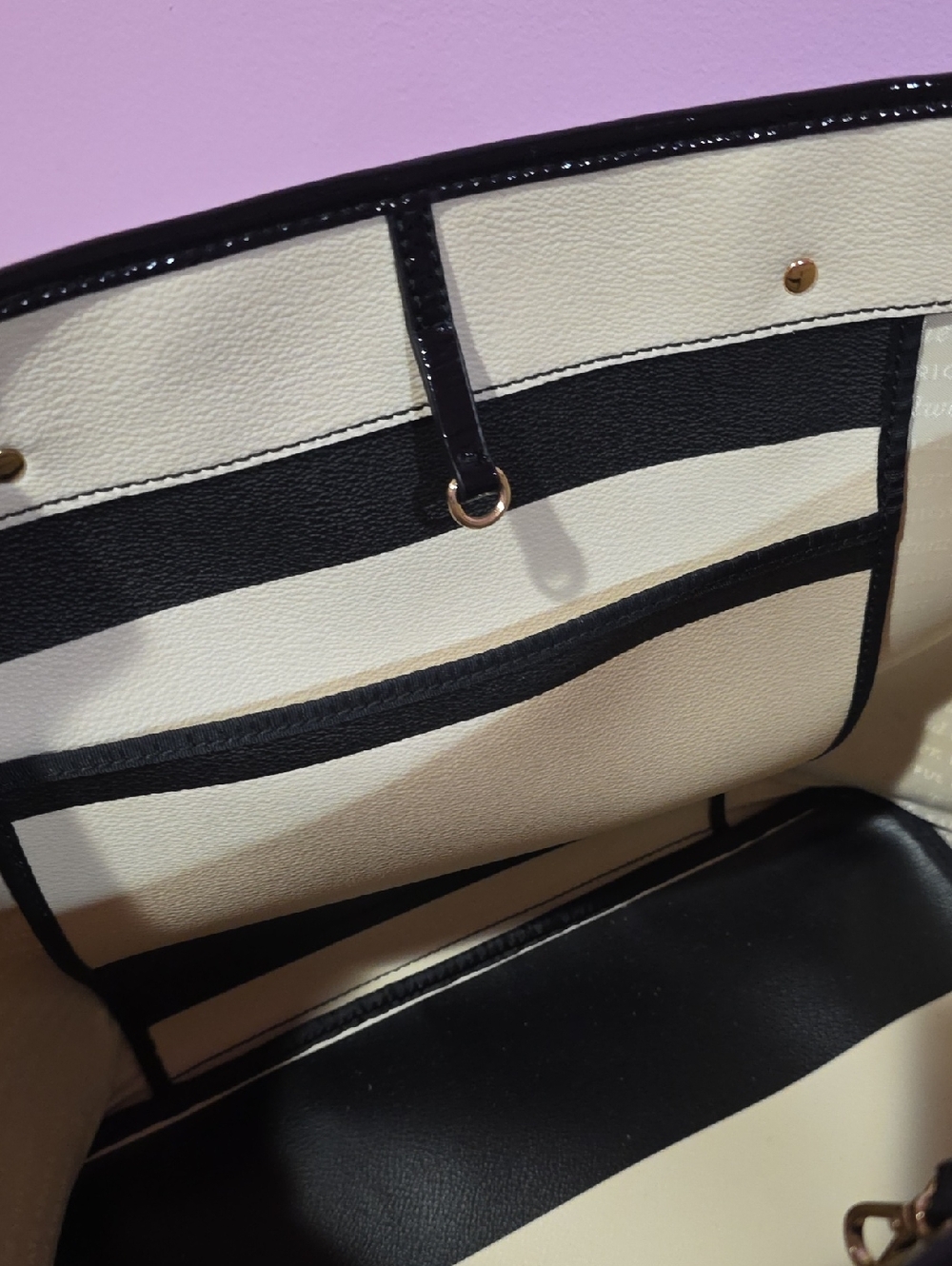 Kate Spade Black and White Striped Tote Bag - Picture 16 of 16